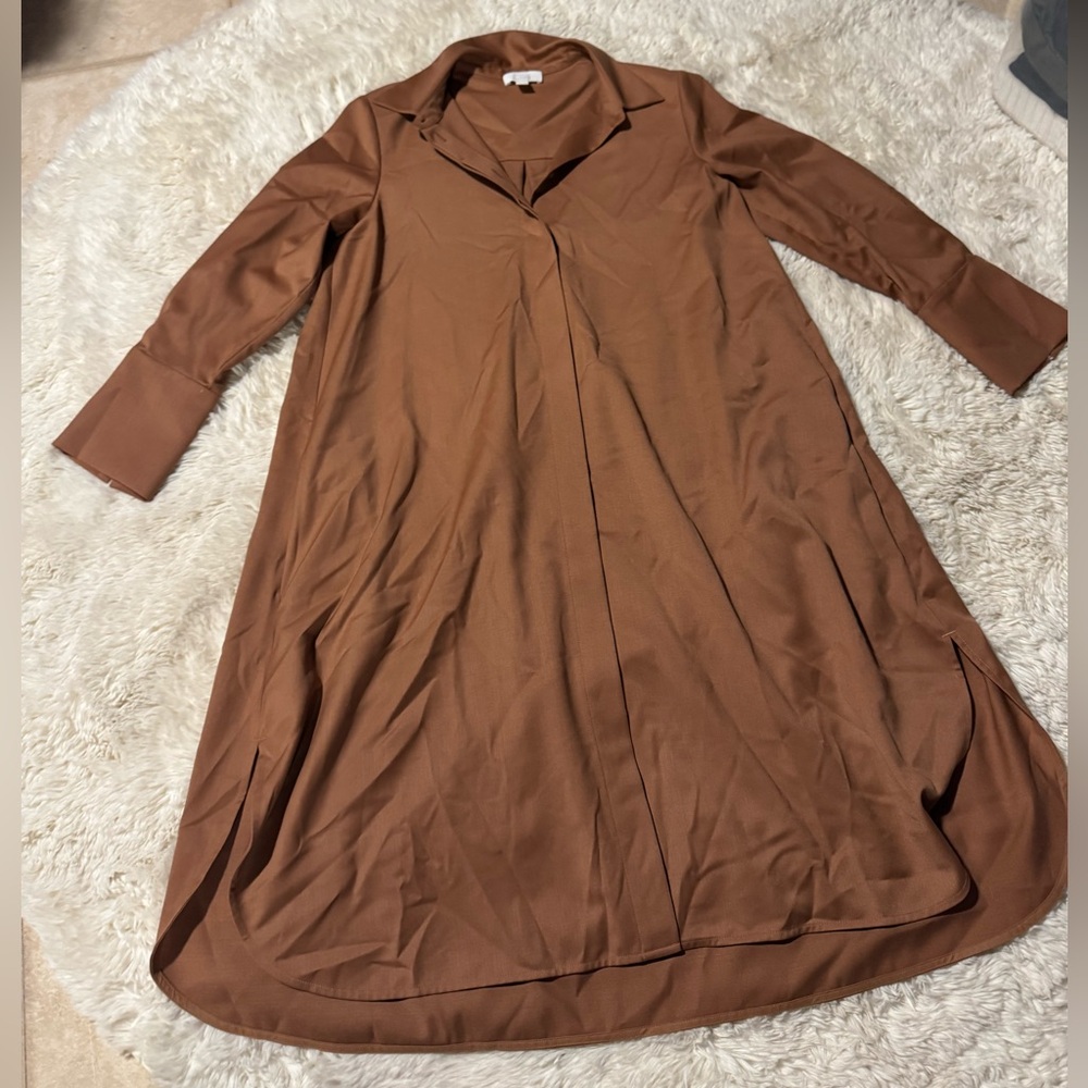 B Women's COS Elegant Brown Long Sleeve Dress